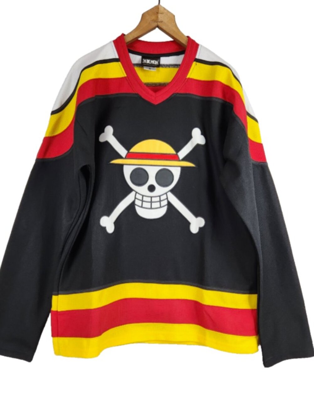 One Piece Luffy BoxLunch Exclusive Hockey Jersey Mens S Black Yellow Anime